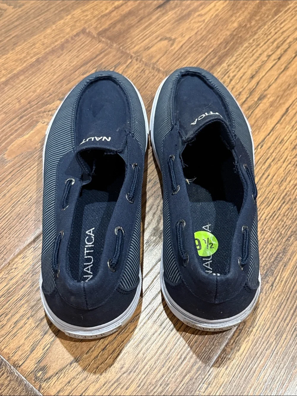 Nautica Men’s Navy Slip-On Canvas Boat Sneakers with White Sole